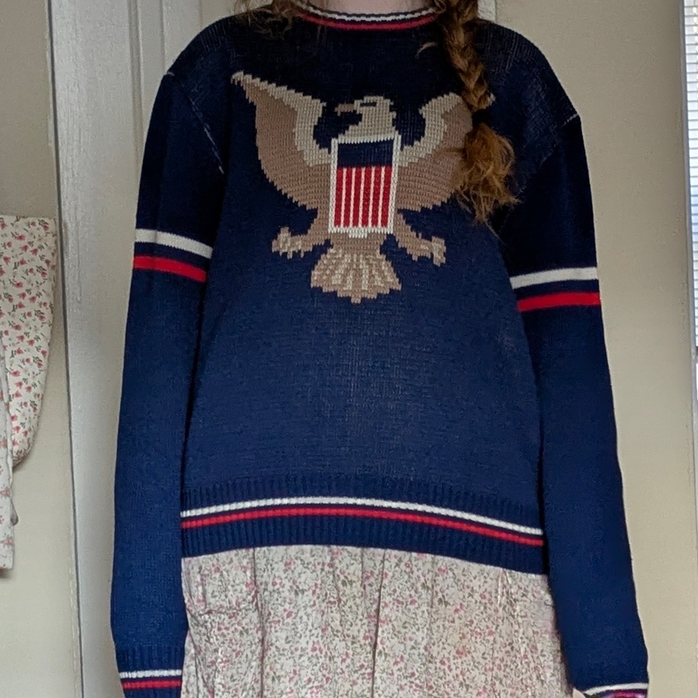 Vintage Wool Repage Sweater ~ 1980s Preppy Americana! - Picture 3 of 8
